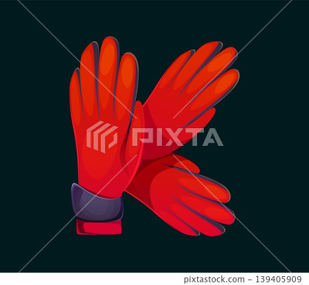 Cartoon soccer goalkeeper gloves ABC font letter K. Soccer sport type letter, european football league typeset isolated vector font symbol. Sport match English alphabet element or ball game game sign 139405909