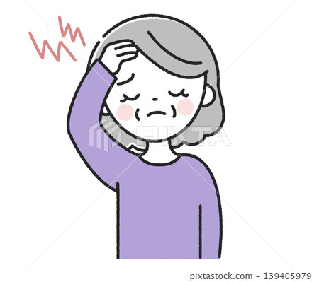 Senior woman with head ache Senior woman with head ache 139405979