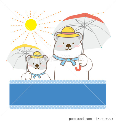 北極熊一家預防中暑的插圖（無文字） 139405993
