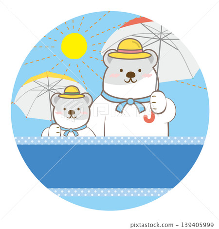 Headline illustration for a polar bear family's heatstroke prevention (no text) Headline illustration for a polar bear family's heatstroke prevention (no text) 139405999