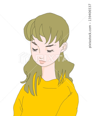 A woman looking downwards A woman looking downwards 139406537
