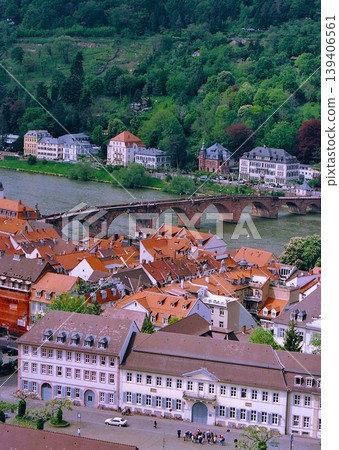 Karl Theodor Bridge and the Neckar River from the terrace of Heidelberg Castle, Germany Karl Theodor Bridge and the Neckar River from the terrace of Heidelberg Castle, Germany 139406561