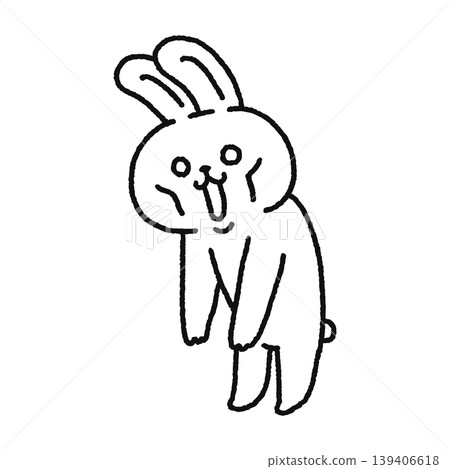 一隻搖搖晃晃、精疲力竭的兔子（線條描） 139406618