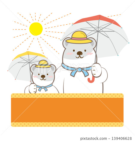北極熊一家預防中暑的插圖（無文字） 139406628