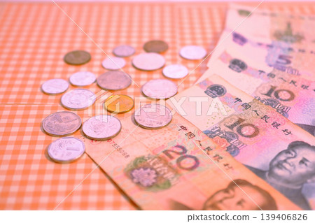 Chinese yuan banknotes and coins Chinese yuan banknotes and coins 139406826