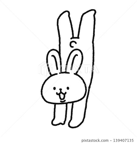 一隻可愛的兔子在做倒立（線條描圖） 139407135
