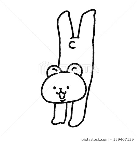 A cute bear doing a handstand (line drawing) 139407139