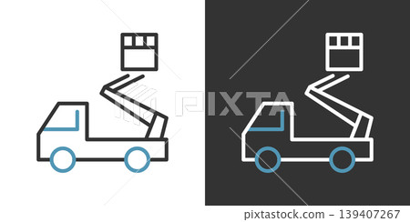 A simple icon of a high-altitude work vehicle. A simple icon of a high-altitude work vehicle. 139407267