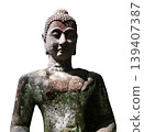 Ancient buddha statue in Wat Umong is ancient temple in Chiang Mai of Thailand isolated on white background with clipping path 139407387