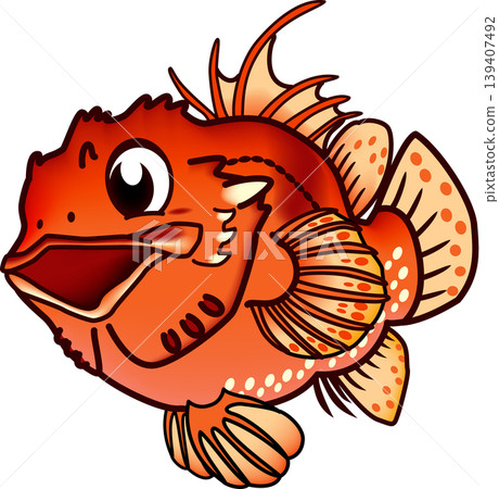 可愛的魚類插圖:「蝎子魚」(向量格式,白色背景上的單張圖片) 可愛的魚類插圖:「蝎子魚」(向量格式,白色背景上的單張圖片) 139407492