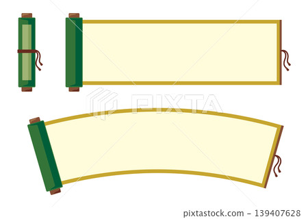 A set of illustrations of Japanese-style scrolls, including customizable headings and title frames. A set of illustrations of Japanese-style scrolls, including customizable headings and title frames. 139407628