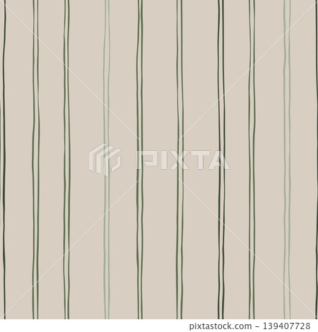 Hand drawn vertical stripe seamless pattern with irregular lines in sage and beige textile Hand drawn vertical stripe seamless pattern with irregular lines in sage and beige textile 139407728