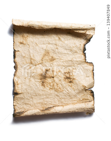 Old brown burnet paper isolated on a white background  139407849
