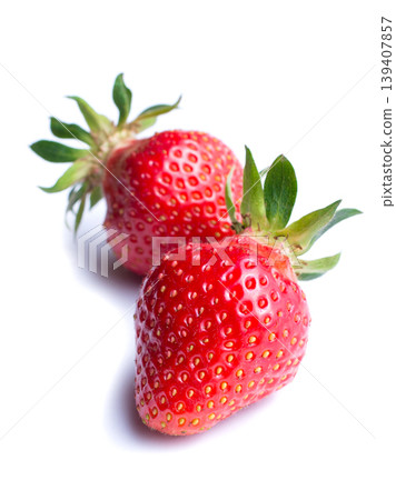 Two ripe strawberries isolated on white background Two ripe strawberries isolated on white background 139407857
