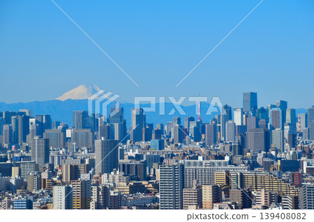 Cityscape of Tokyo: Skyscrapers, Mount Fuji, Tokyo Tower, Minato Ward Cityscape of Tokyo: Skyscrapers, Mount Fuji, Tokyo Tower, Minato Ward 139408082