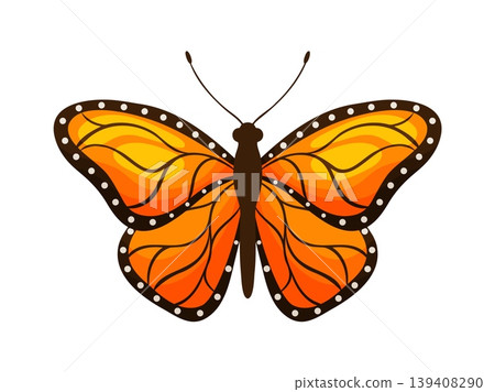Orange Monarch Butterfly Front View Illustration Orange Monarch Butterfly Front View Illustration 139408290