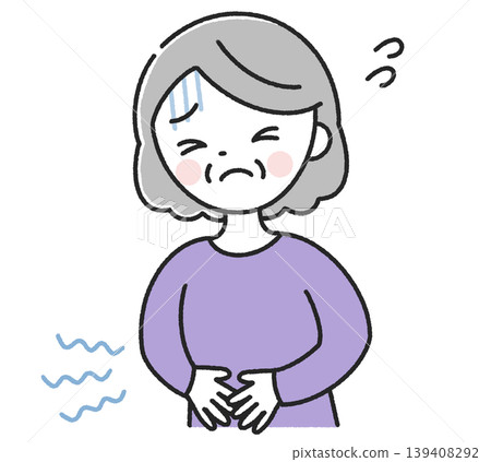 Senior woman with stomach ache Senior woman with stomach ache 139408292