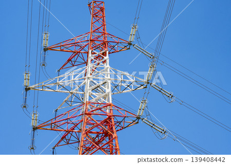 Blue sky and transmission towers; high-voltage transmission towers Blue sky and transmission towers; high-voltage transmission towers 139408442