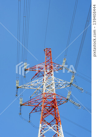Blue sky and transmission towers; high-voltage transmission towers Blue sky and transmission towers; high-voltage transmission towers 139408444