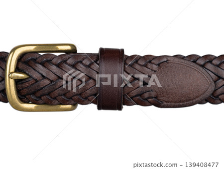Brown Braided Leather Belt with Brass Buckle Brown Braided Leather Belt with Brass Buckle 139408477
