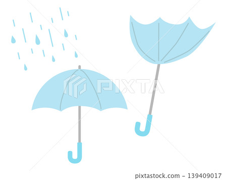 一把雨傘和雨滴的簡單插圖。 139409017