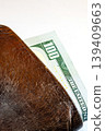 Leather Wallet with One Hundred Dollars. Cash Money in Brown Wallet Close Up 139409663