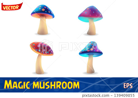 fantasy magic multicolored mushrooms narcotic and intoxicating shine luminous vector illustration fantasy magic multicolored mushrooms narcotic and intoxicating shine luminous vector illustration 139409855