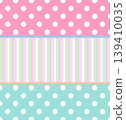 Vector of polka dot and stripe patterns for background, wallpaper, backdrop, fabric print, textile, garment, poster, postcard, print, clothes, texture, decorations, book cover, sticky note, notepads 139410035