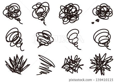 Hand-drawn blurry icon set Hand-drawn blurry icon set 139410115