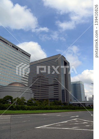 A cluster of buildings around Makuhari New City in Chiba Prefecture against the summer sky. A cluster of buildings around Makuhari New City in Chiba Prefecture against the summer sky. 139410826