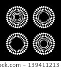Radial Circle Design Elements on Black Background. Radial Circle Design Elements on Black Background. 139411213