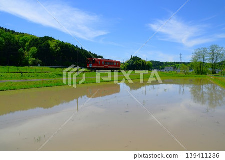 明智鐵路沿線的稻田景色 明智鐵路沿線的稻田景色 139411286