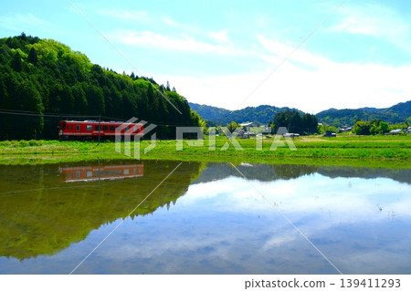 明智鐵路沿線的稻田景色 明智鐵路沿線的稻田景色 139411293