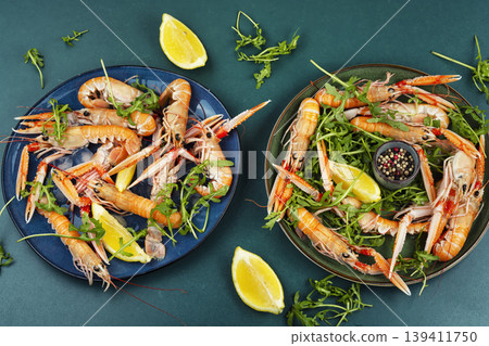 Fresh Seafood, Delicious Langoustines. Fresh Seafood, Delicious Langoustines. 139411750