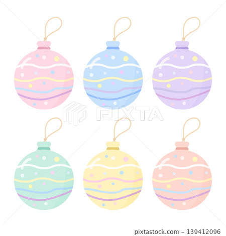 粉紅彩色系溜溜球風格裝飾品（一組 6 個） - 向量素材 139412096