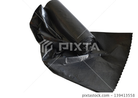 A roll of black garbage bags. A roll of black garbage bags. 139413558