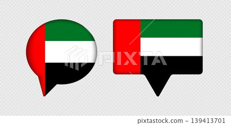 Flag of United Arab Emirates in speech bubble. Flag of United Arab Emirates in speech bubble. 139413701