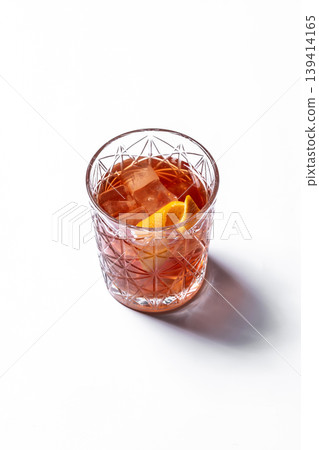 Old Fashioned Cocktail with Orange Peel 139414165