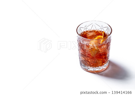 Old Fashioned Cocktail with Orange Peel 139414166