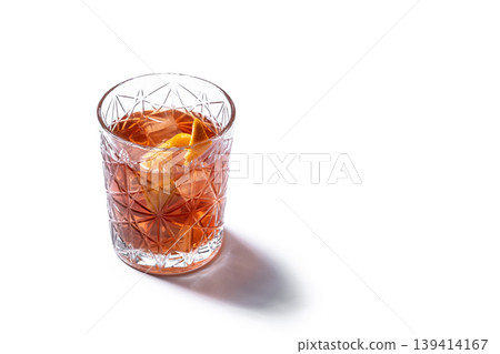 Old Fashioned Cocktail with Orange Peel 139414167