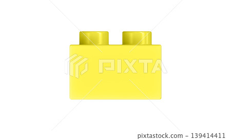 Pastel Yellow Plastic Building Lego Block with Two Studs Isolated 139414411