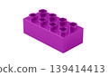 Purple Plastic Building Lego Block with Eight Studs Isolated 139414413