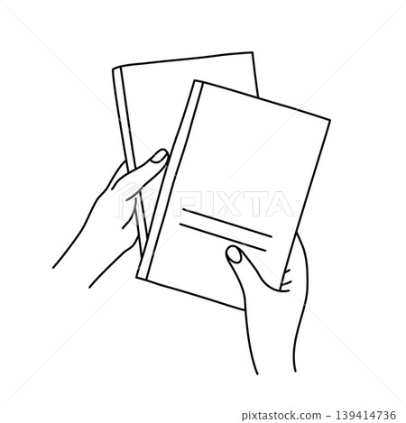 Books in hands linear illustration Books in hands linear illustration 139414736