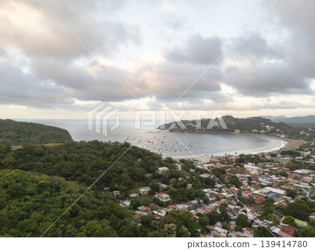 Tourist city San Juan Del Sur with ocean bay Tourist city San Juan Del Sur with ocean bay 139414780