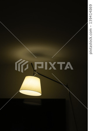 Cozy evening lighting with lamp and minimal background Cozy evening lighting with lamp and minimal background 139414869