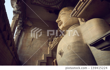 Ancient Jain statues in Gwalior city, India Ancient Jain statues in Gwalior city, India 139415224