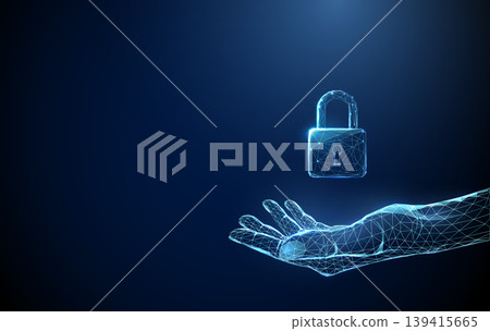 3d blue padlock floating above open human palm Security, protection, trust, privacy, safe access, human centered security, confidentiality concept. 3d blue padlock floating above open human palm Security, protection, trust, privacy, safe access, human centered security, confidentiality concept. 139415665