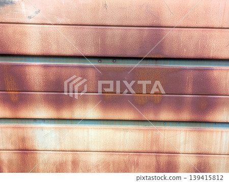 Lined rusted and painted weathered metal background patina Lined rusted and painted weathered metal background patina 139415812