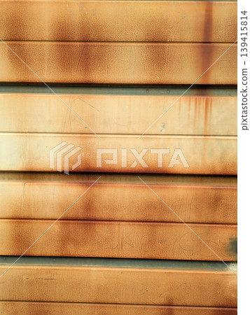 Lined rusted and painted weathered metal background patina Lined rusted and painted weathered metal background patina 139415814