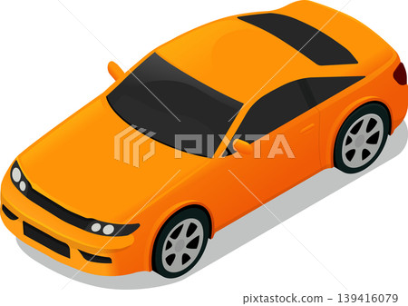 Modern orange sports car isometric vector illustration Modern orange sports car isometric vector illustration 139416079